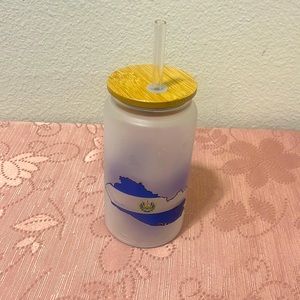 Name personalized frosted cup with lid and straw 16oz.